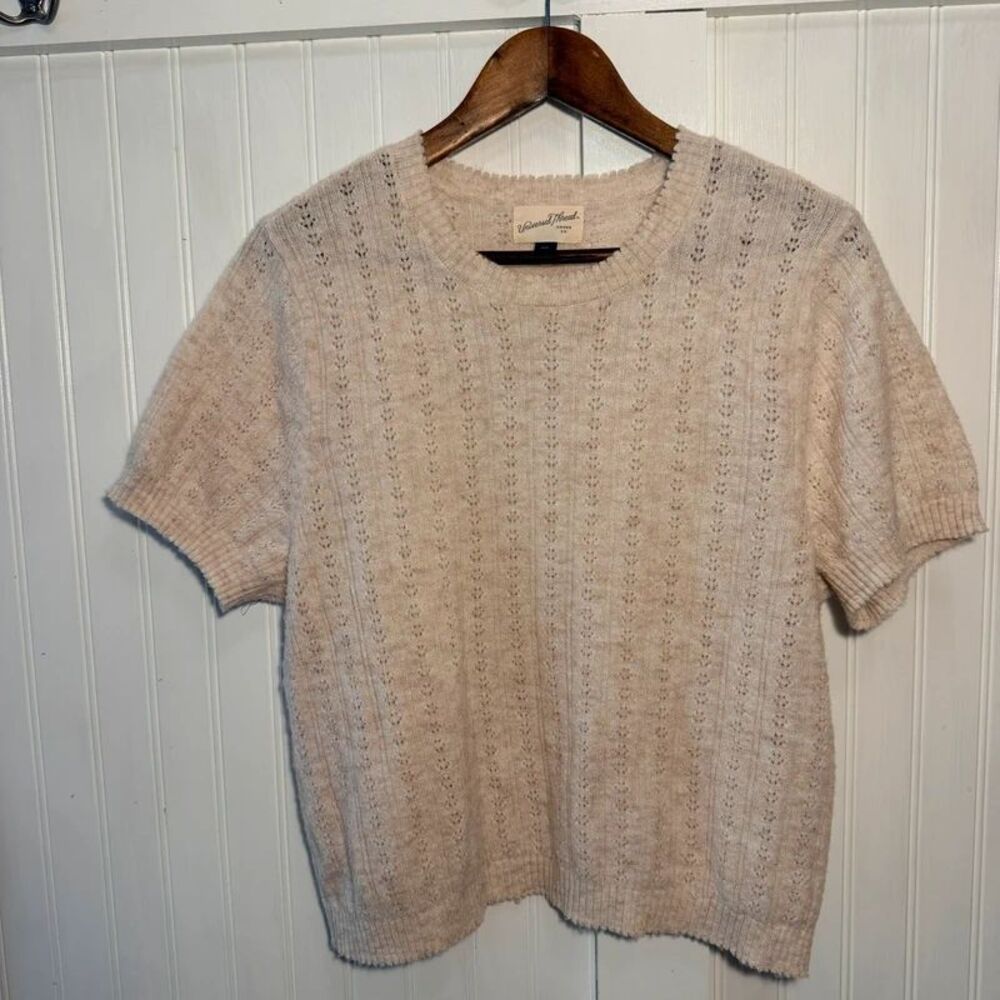 Short sleeve lightweight Sweater Shirt Women/Jrs XXL cottage pale pink boxy